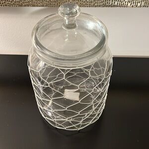 Large Canister with Chicken Wire Accent